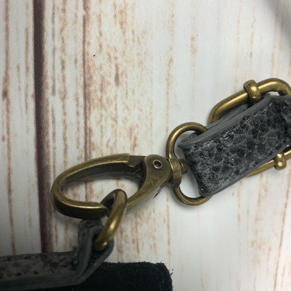 UO Ecoté Snakeskin Color Block Leather Suede Black Fringe Crossbody bag - Picture 2 of 7